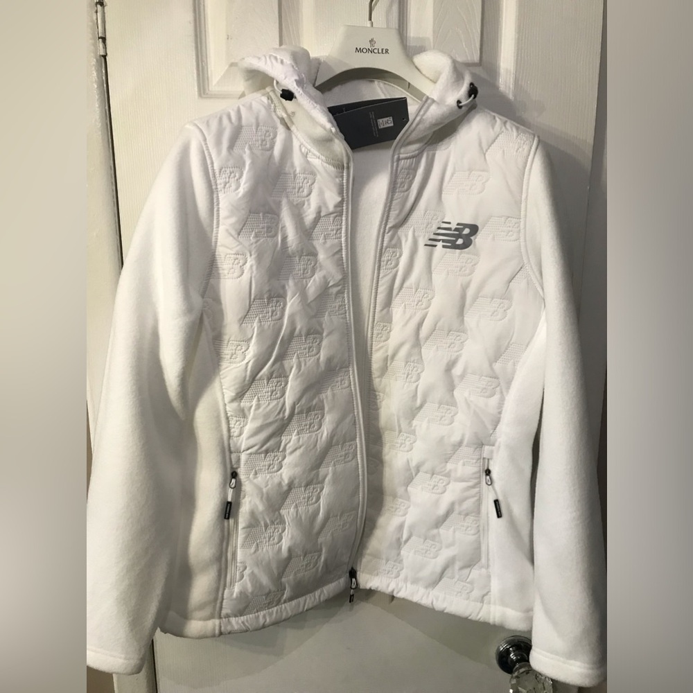 New Balance Brand Embossed White Full-Zip Fleece Jacket